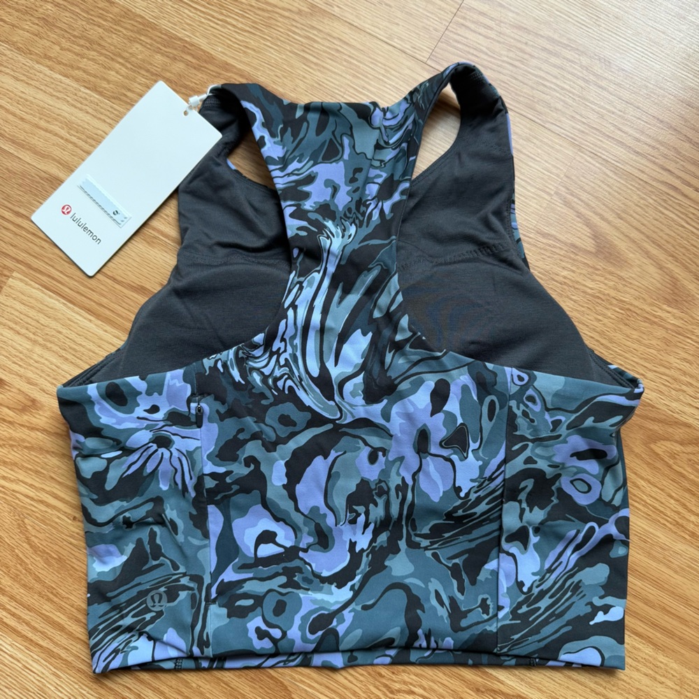 Lululemon Blue and Purple Patterned swift speed Tank cropped Top size 8 / medium - Picture 3 of 5